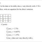 1 For The Data In The Table Does Y Vary Directly With X If It Does