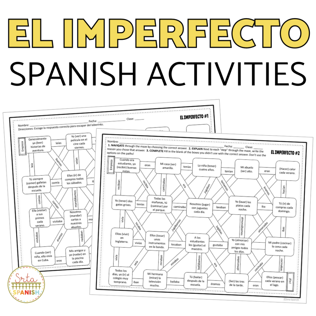 10 Imperfect Tense In Spanish Practice Activities Srta Spanish 10 Imperfect Tense In Spanish Practice Activities Srta Spanish