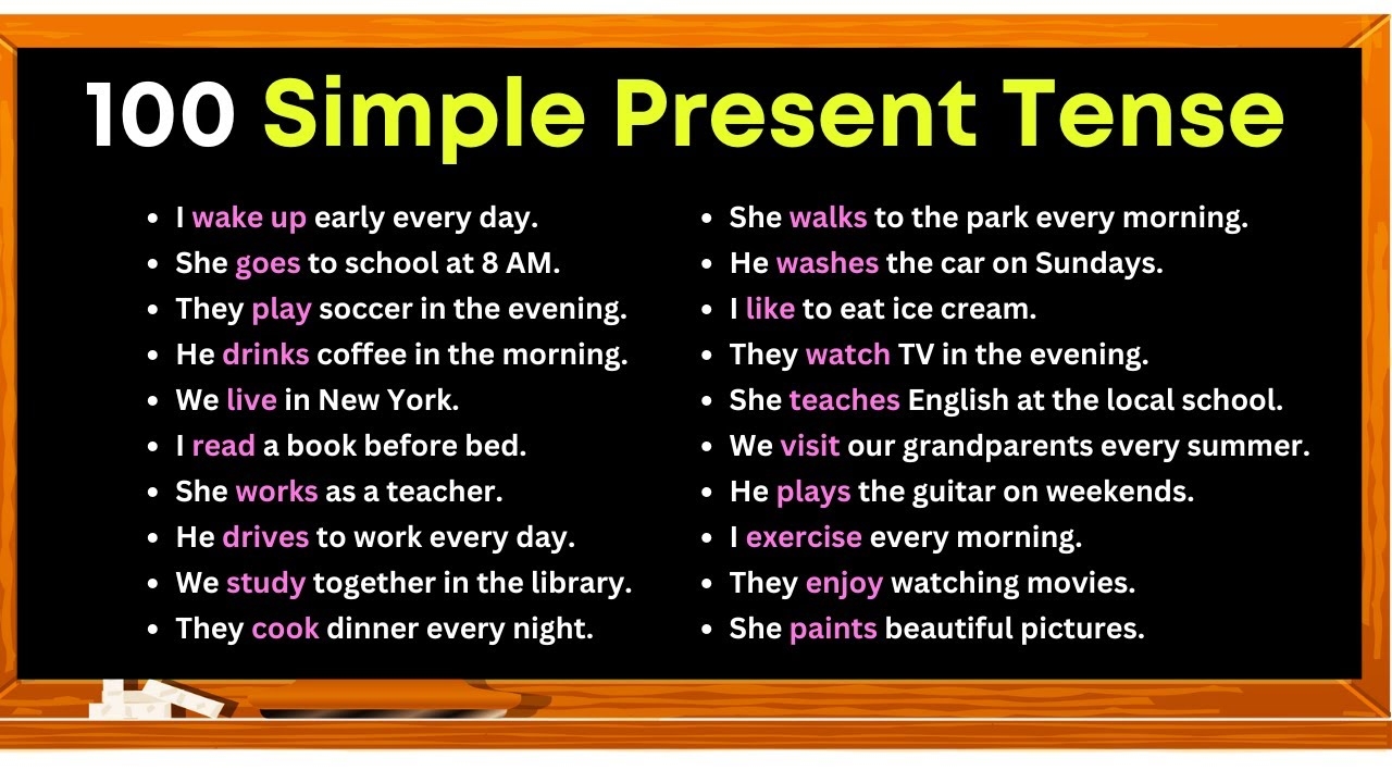 sample of simple present tense