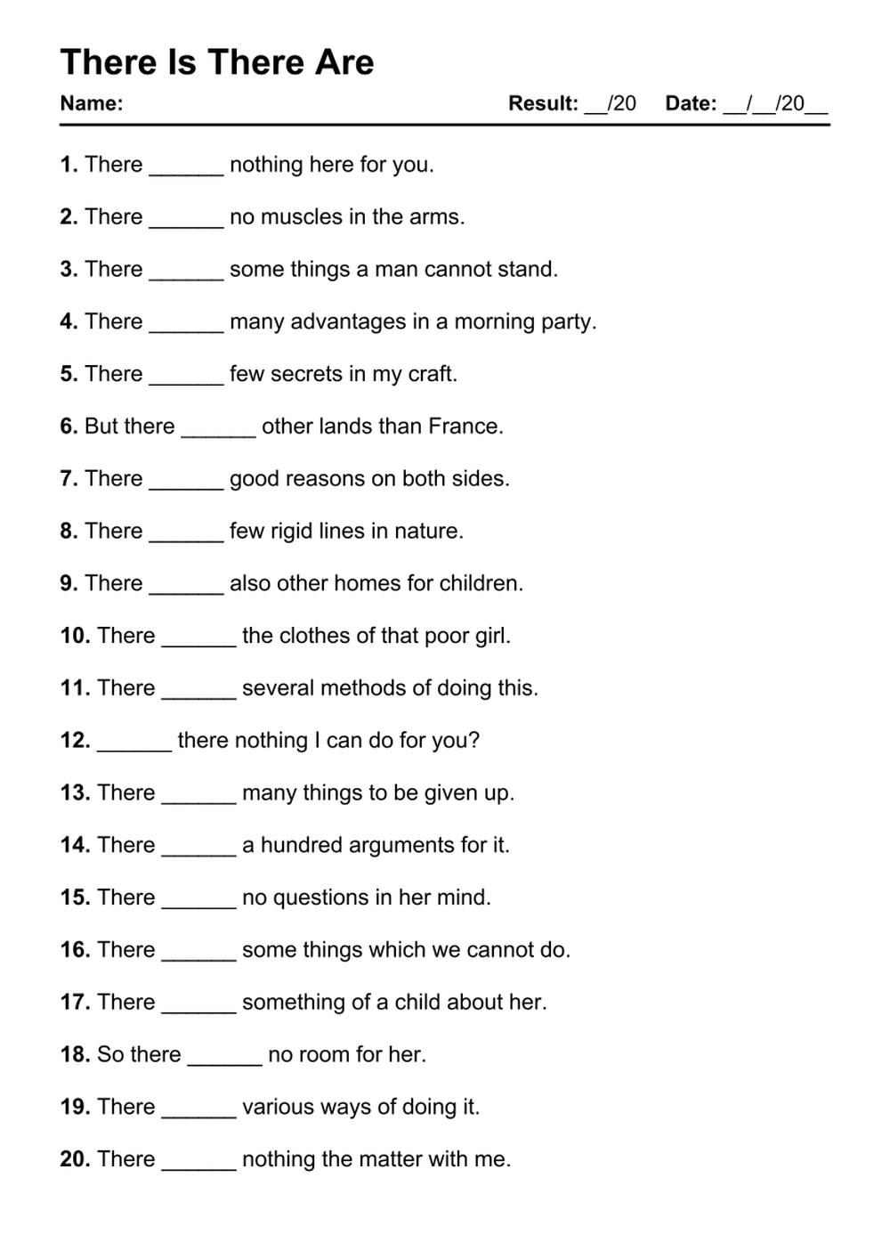 101 There Is There Are PDF Worksheets With Answers Grammarism