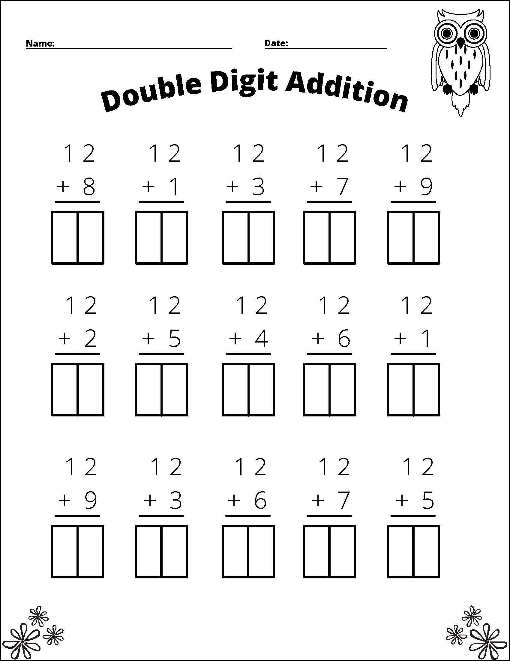 two digit addition worksheets