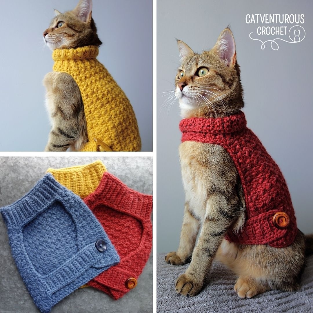 11 Purr fectly Adorable And Free Crochet Cat Sweater Patterns