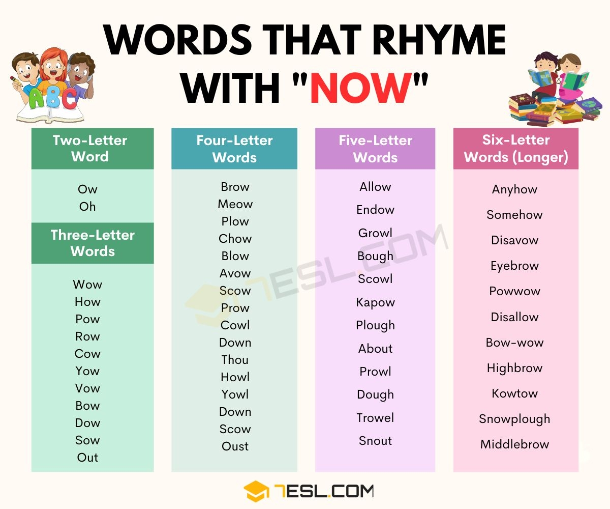 139 Examples Of Words That Rhyme With Now 7ESL 139 Examples Of Words That Rhyme With Now 7ESL