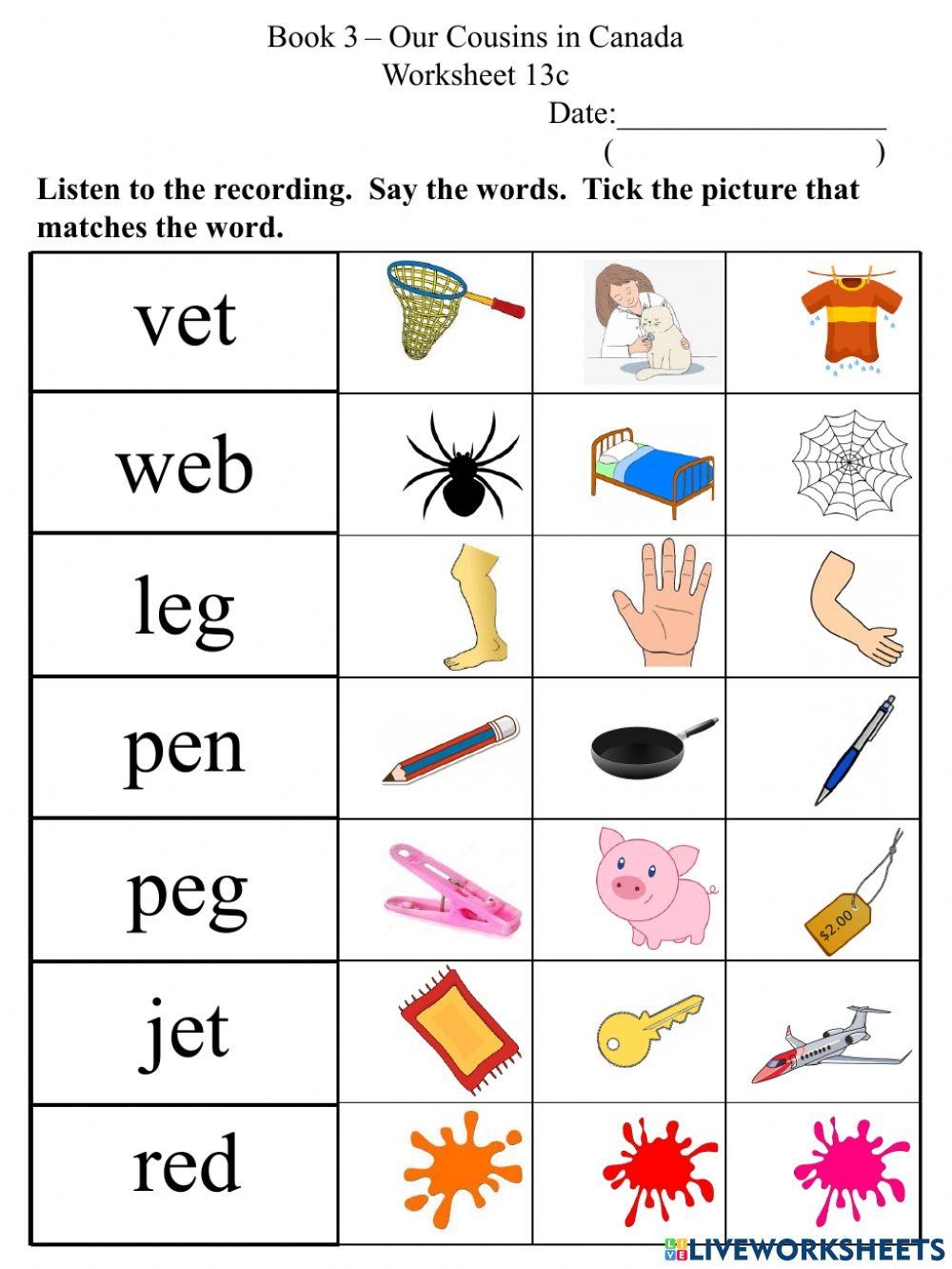 13c Short E CVC Words Worksheet Worksheet Live Worksheets Worksheets Library