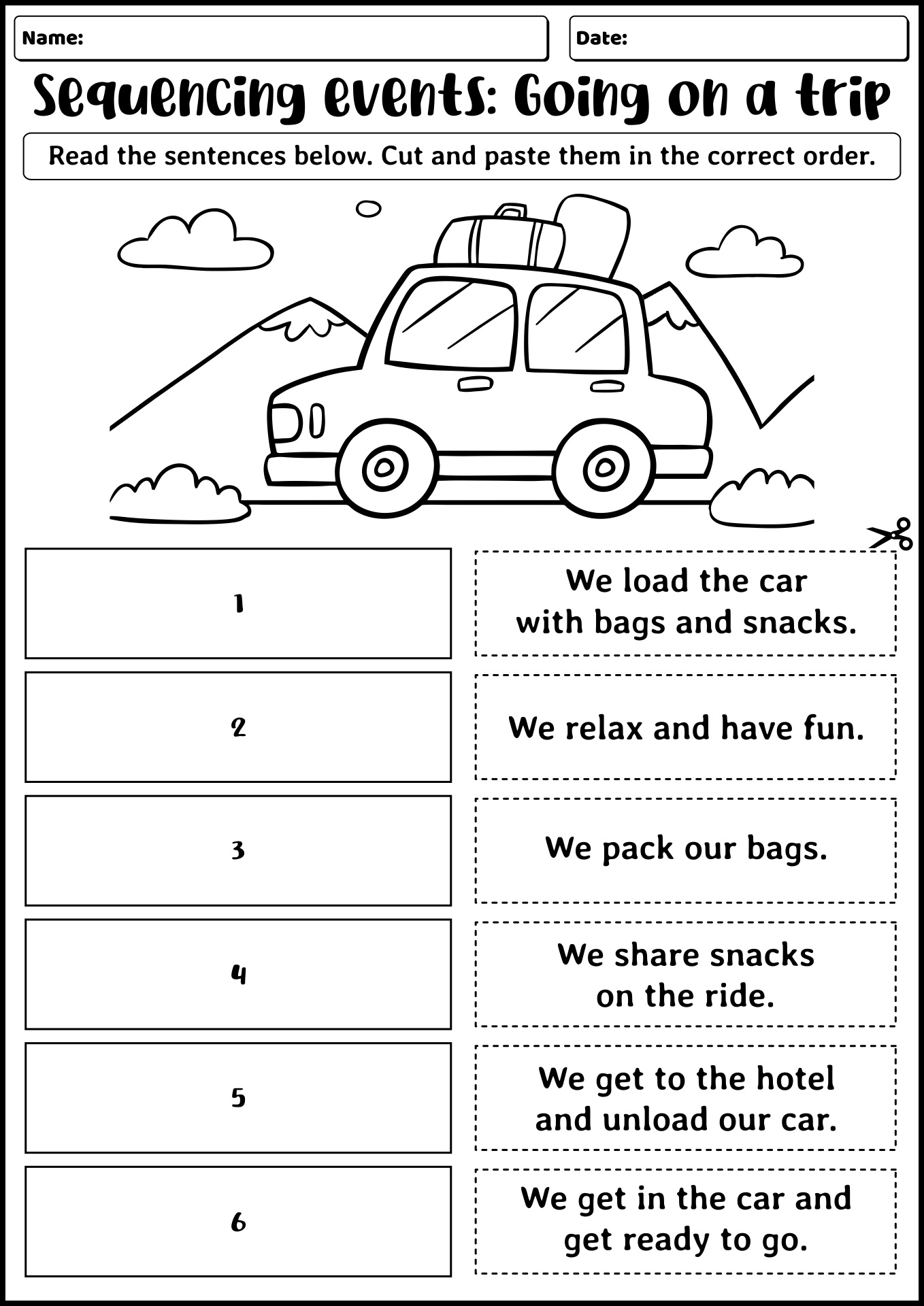 sequence of events worksheets