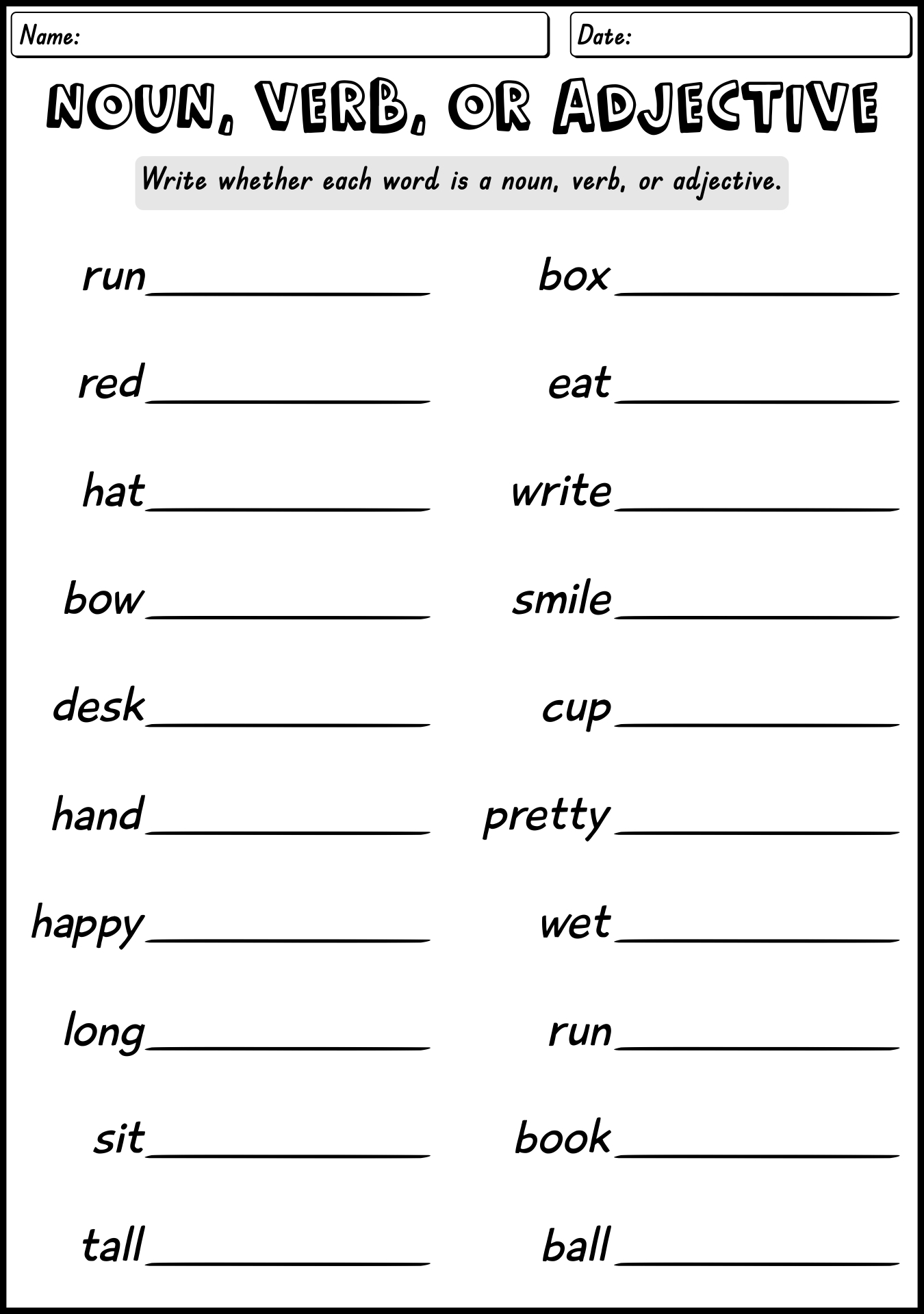 15 Nouns And Adjectives Worksheets Free PDF At Worksheeto