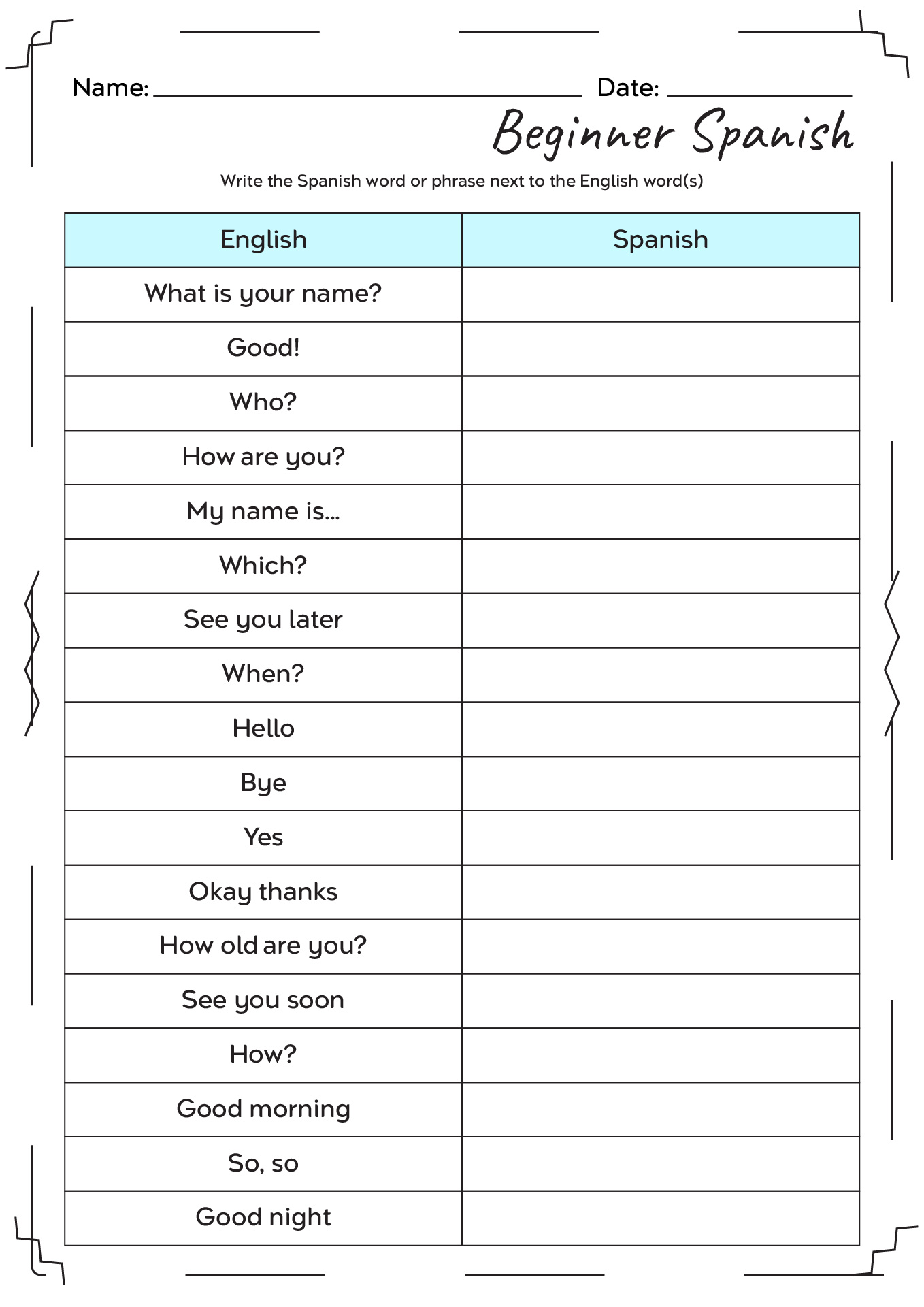 17 English And Spanish Worksheet Family Free PDF At Worksheeto Worksheets Library