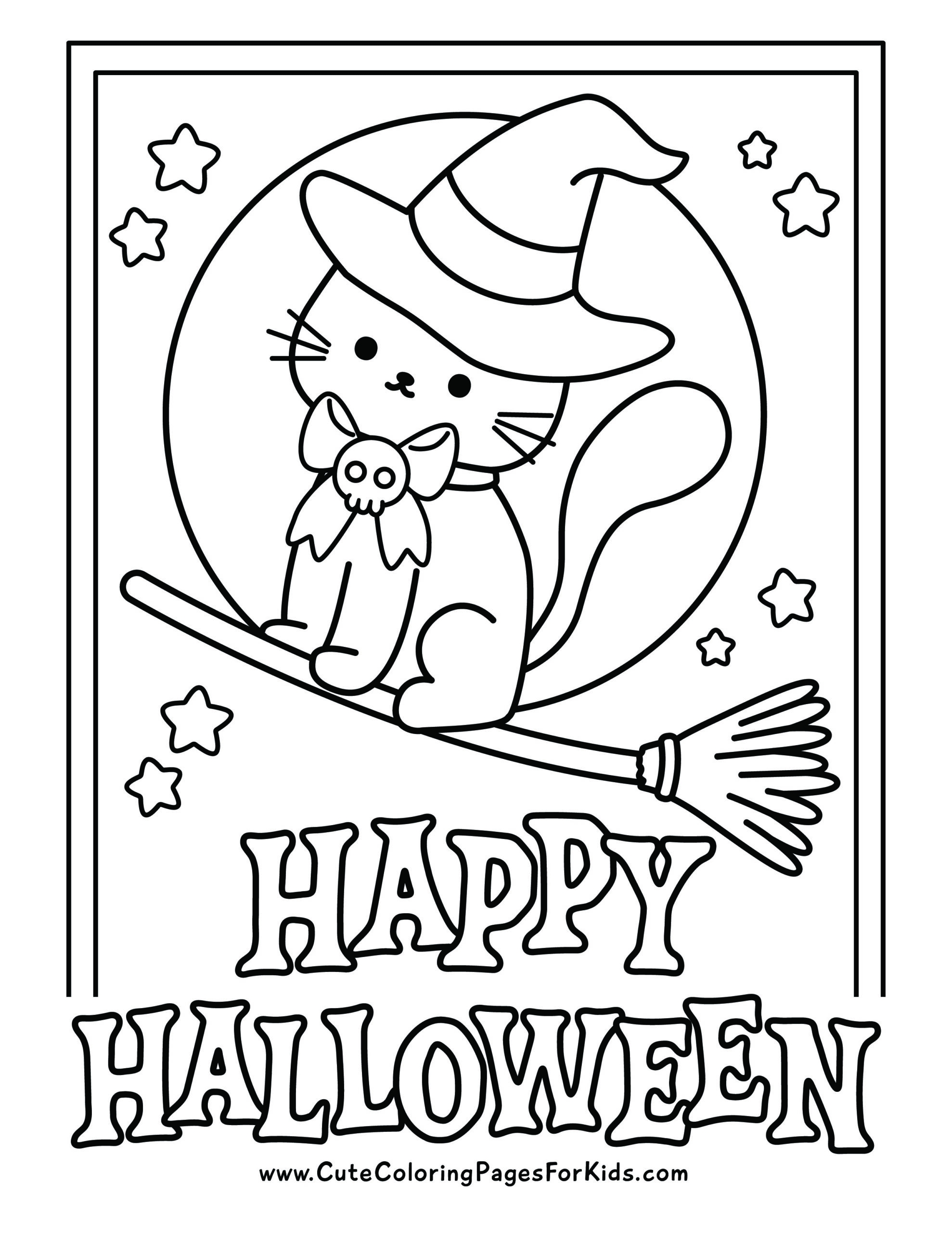 happy halloween coloring page