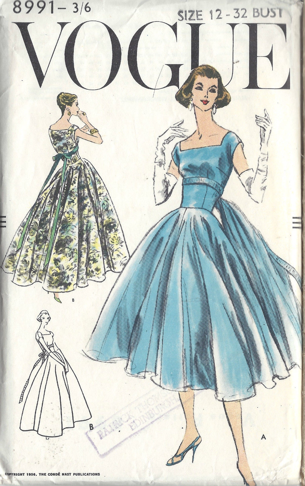 1956 Vintage VOGUE Sewing Pattern EVENING COCKTAIL DRESS B32 1433 The Vintage Pattern Shop 1956 Vintage VOGUE Sewing Pattern EVENING COCKTAIL DRESS B32 1433 The Vintage Pattern Shop