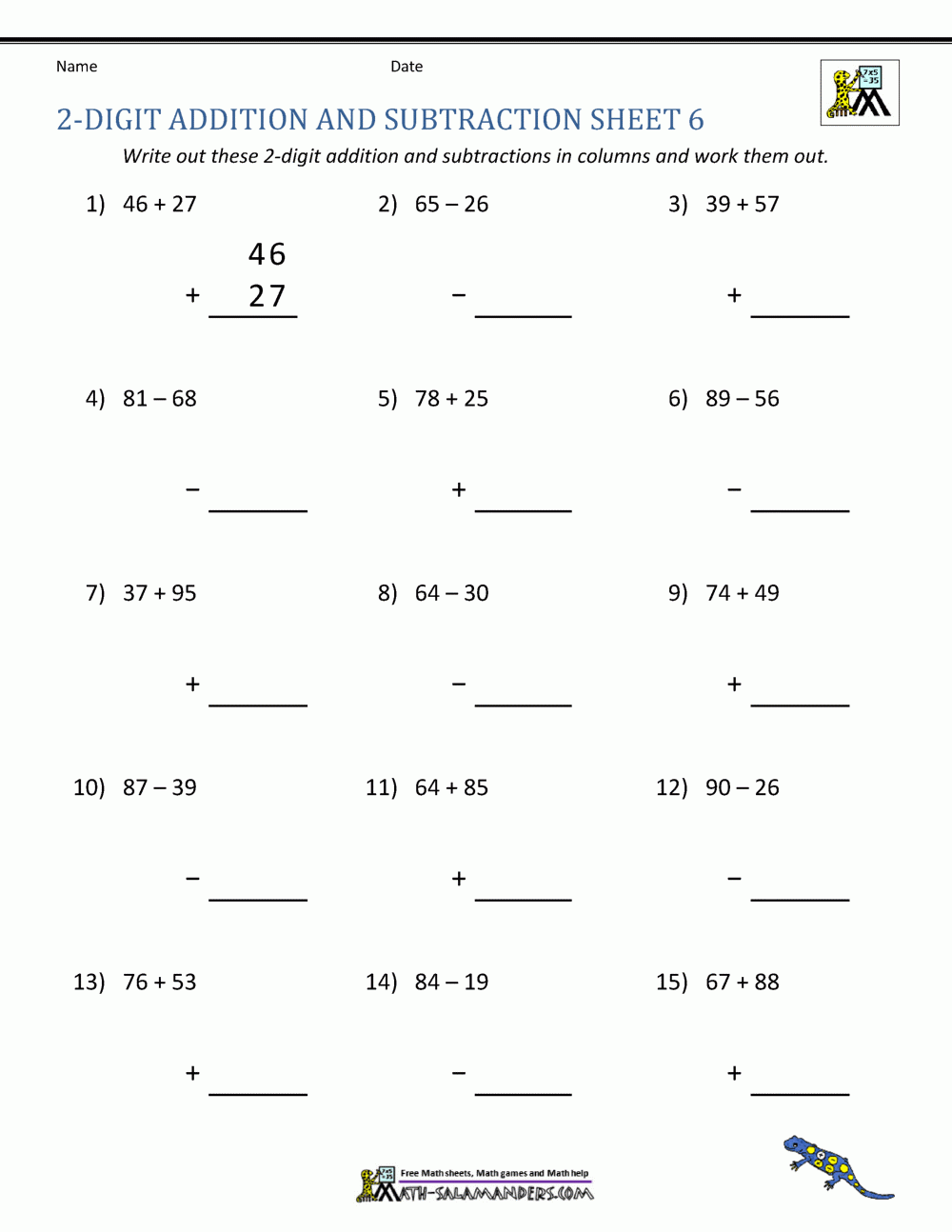 2 Digit Addition And Subtraction Worksheets Worksheets Library