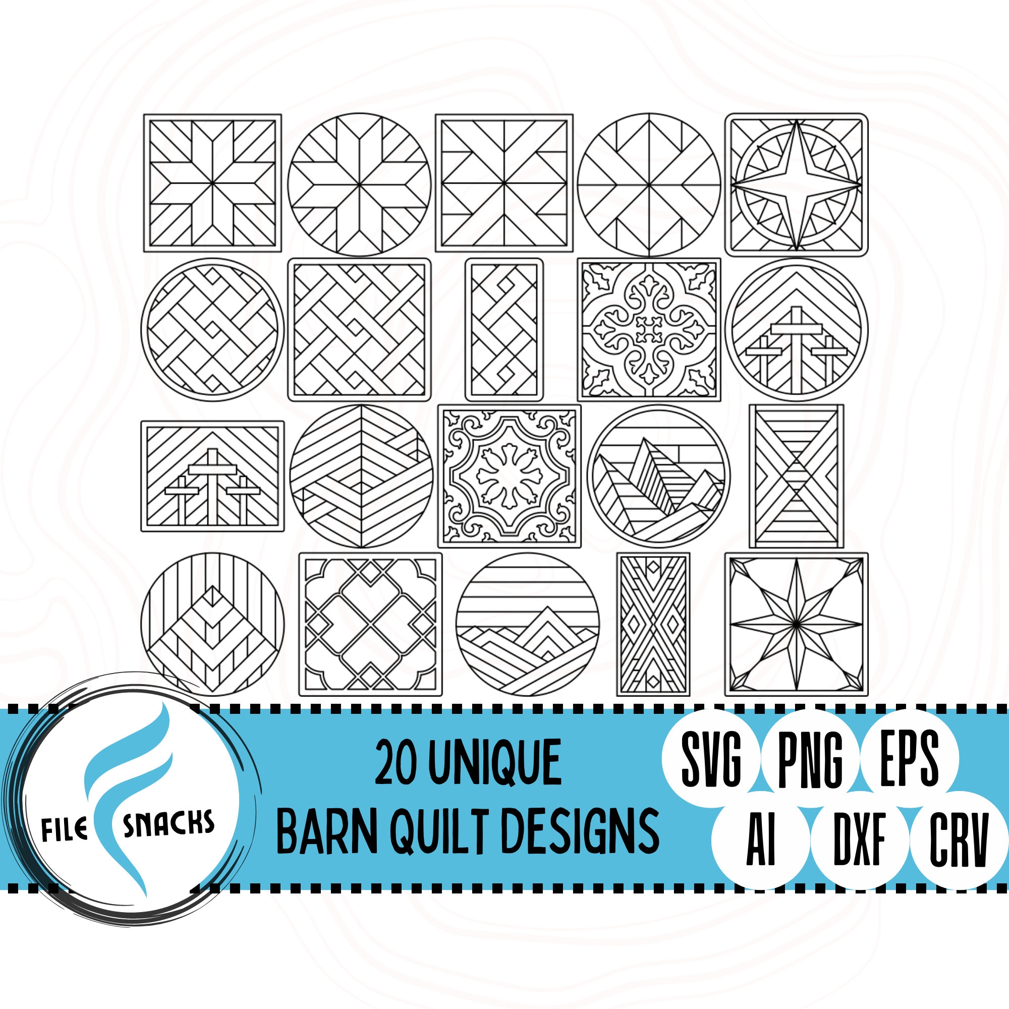 20 Unique Barn Quilts SVG Geometric Designs Cut Files Laser SVG Files Omtech Cutting Files Mira Cuttable File Glowforge SVG Files Etsy