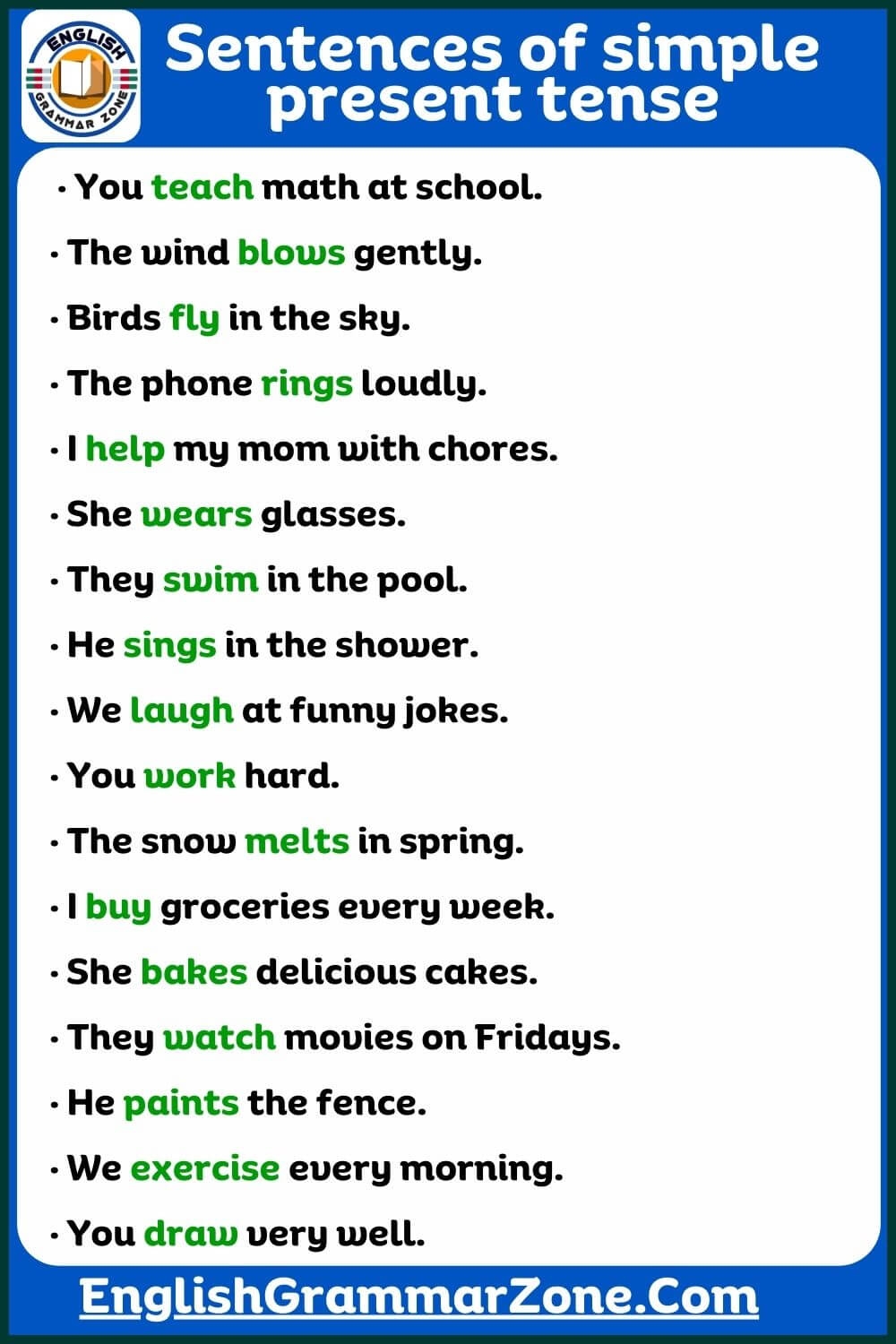 examples of the simple present tense