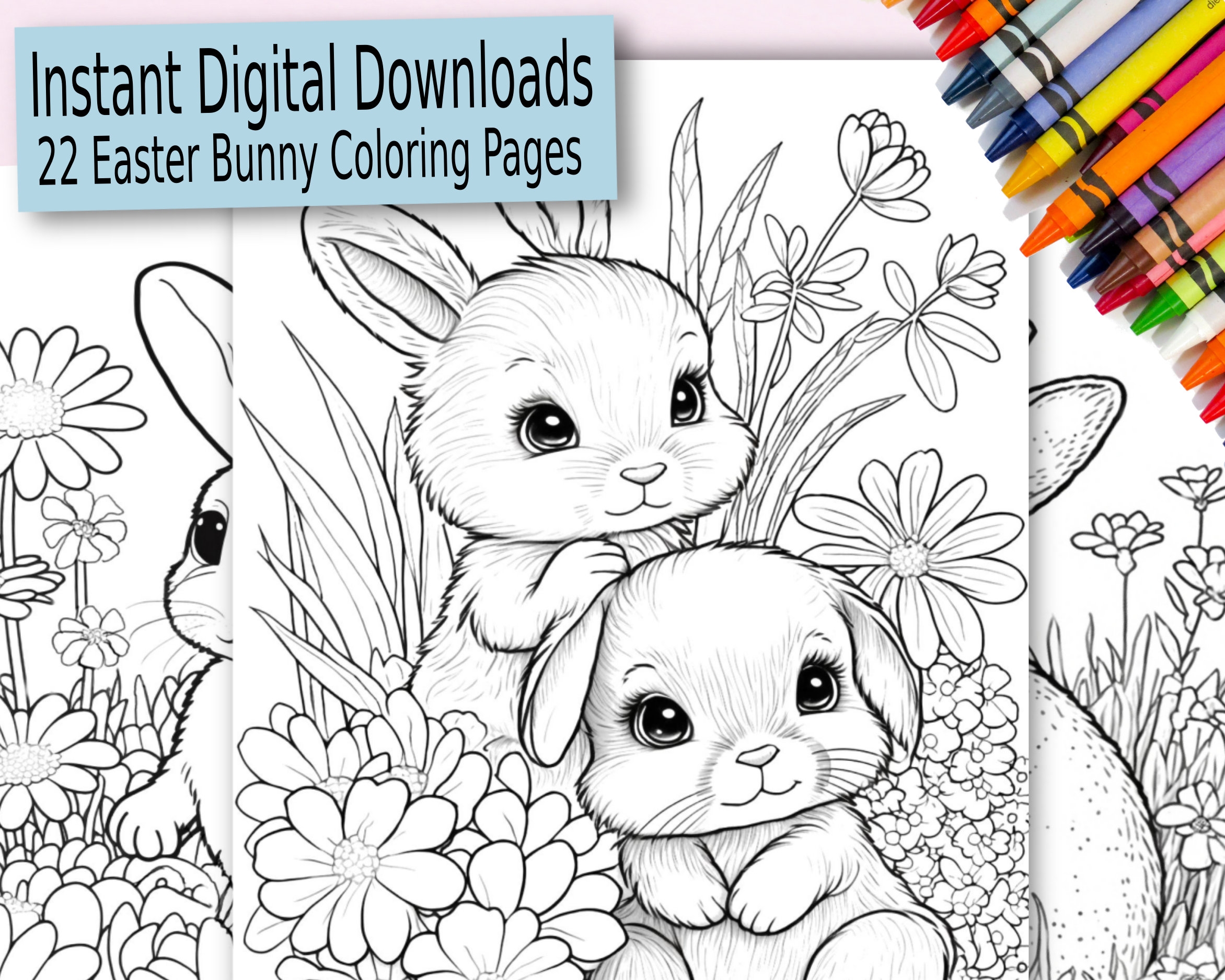 22 Printable Easter Bunny Coloring Pages For Kids Etsy 22 Printable Easter Bunny Coloring Pages For Kids Etsy