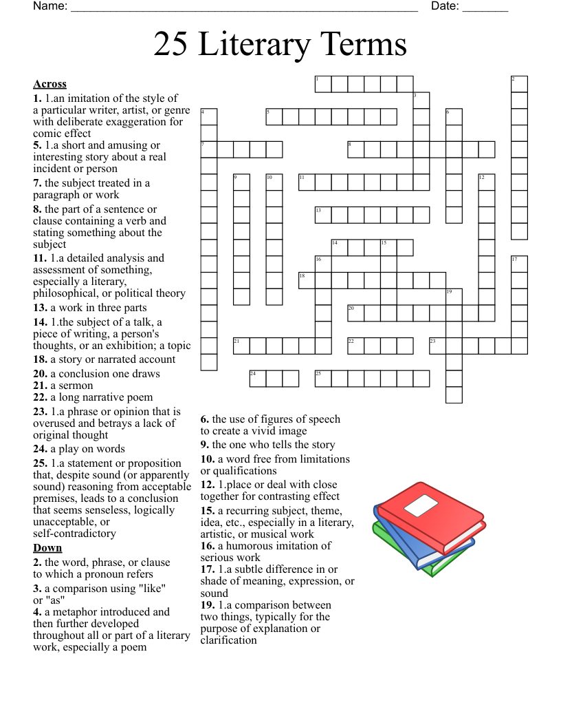 25 Literary Terms Crossword WordMint