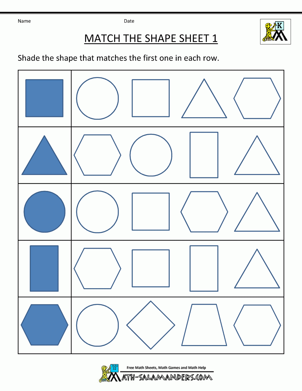 two dimensional shapes worksheets