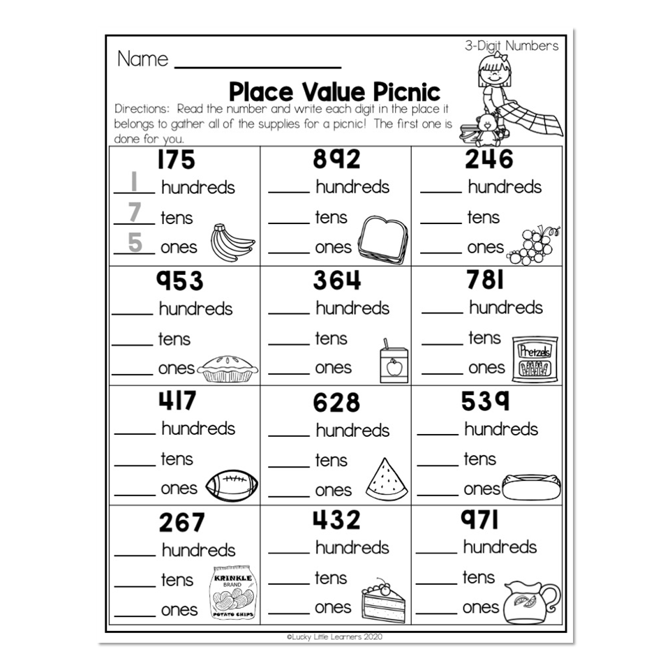 2nd Grade Math Worksheets Place Value 3 Digit Numbers Place Worksheets Library