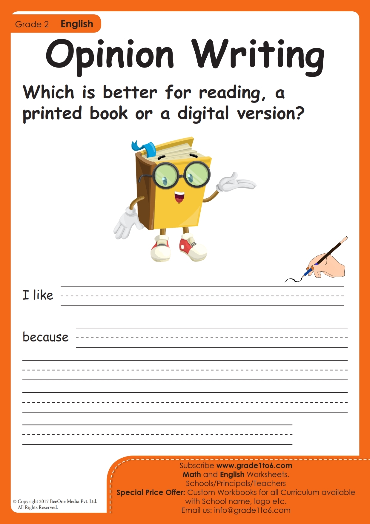 writing worksheets for second graders