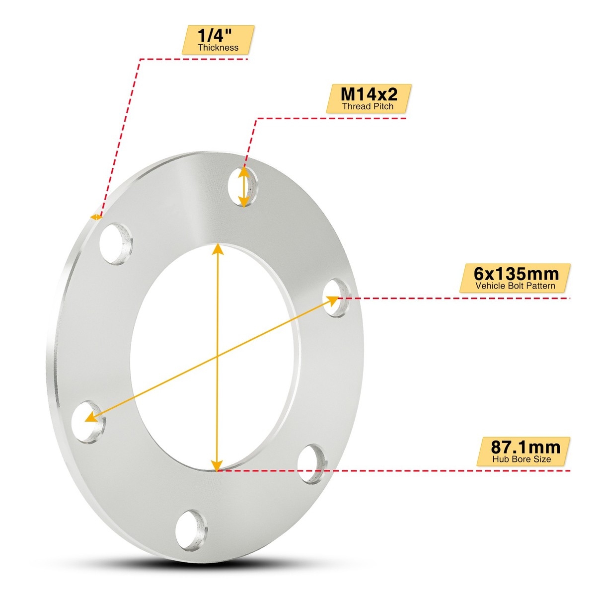 2PCS Wheel Spacers 1 4 6x135mm 87 1mm No Bolts For Ford F 150 And Expedition EBay