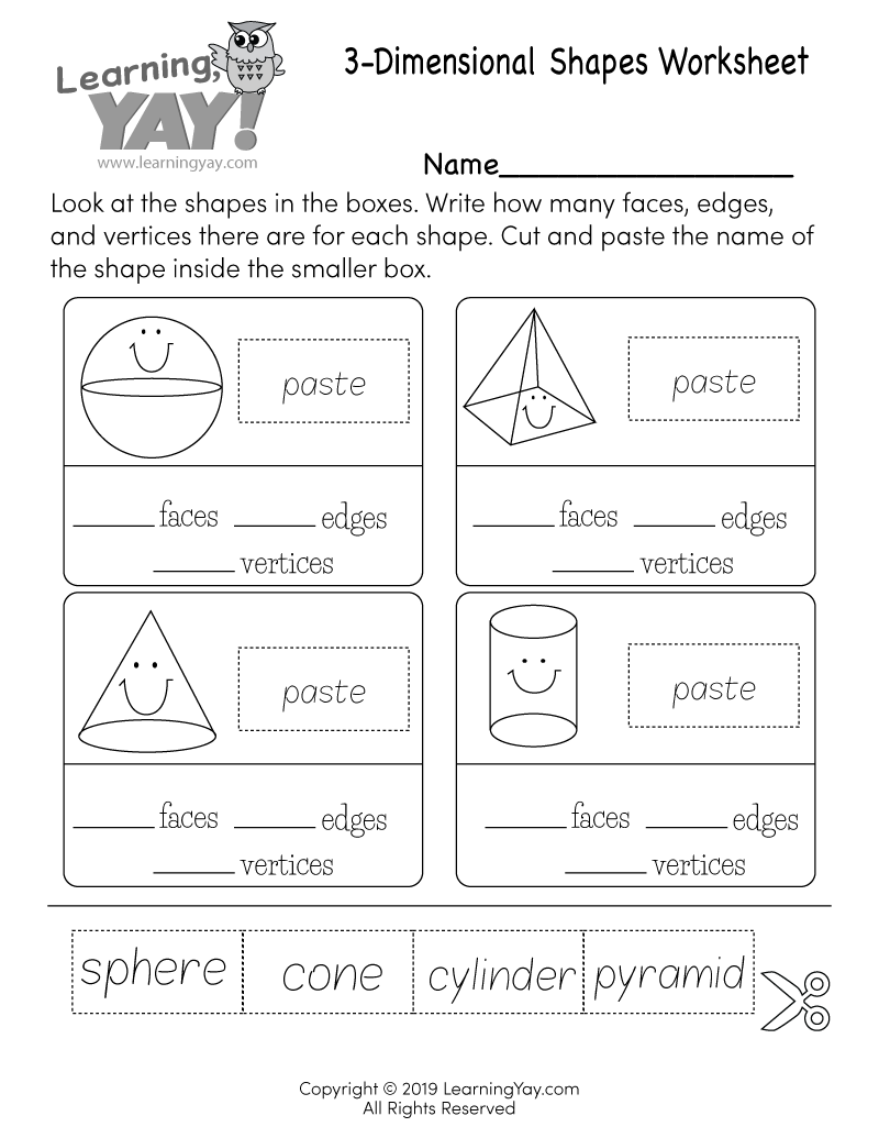 3 Dimensional Shapes Worksheet For 1st Grade Free Printable 3 Dimensional Shapes Worksheet For 1st Grade Free Printable