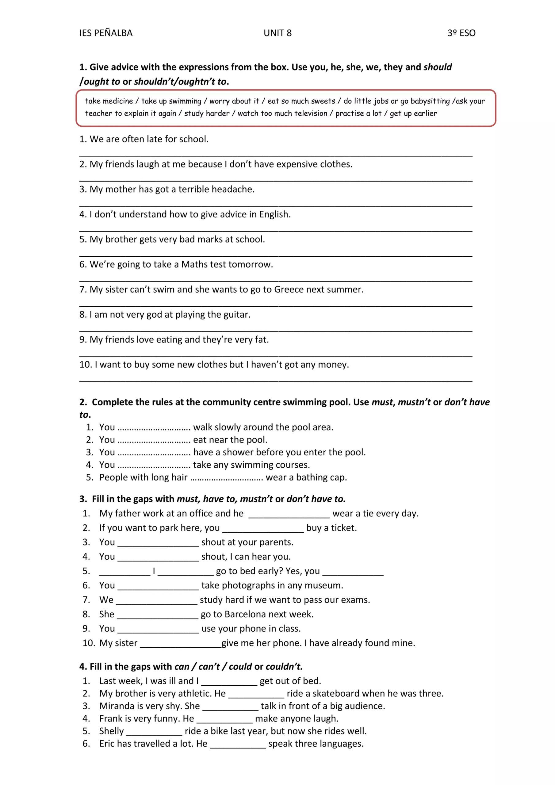 3 Eso Modal Verbs PDF 3 Eso Modal Verbs PDF