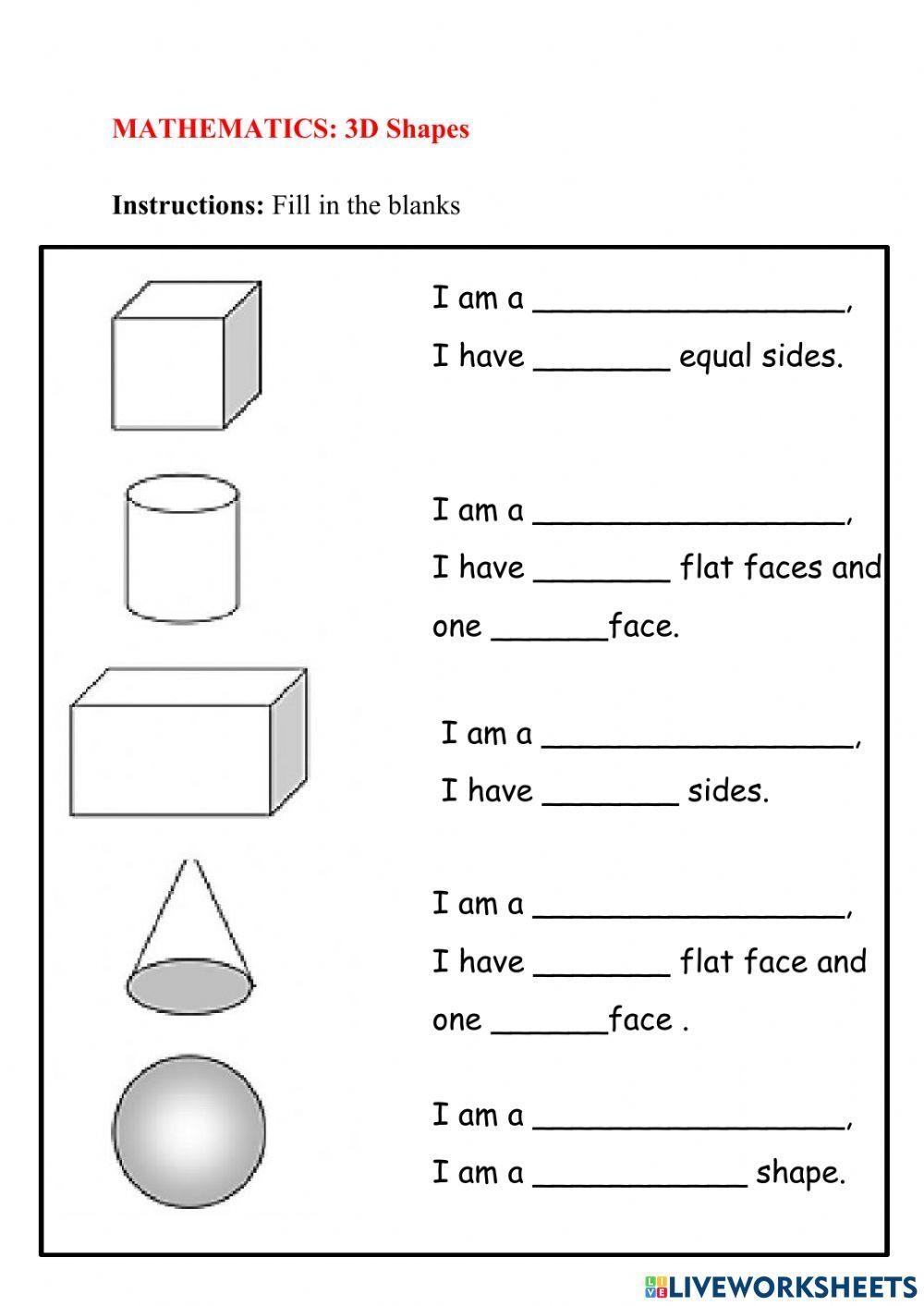 3D Shapes Worksheet For Preschool Live Worksheets Worksheets Library 3D Shapes Worksheet For Preschool Live Worksheets Worksheets Library