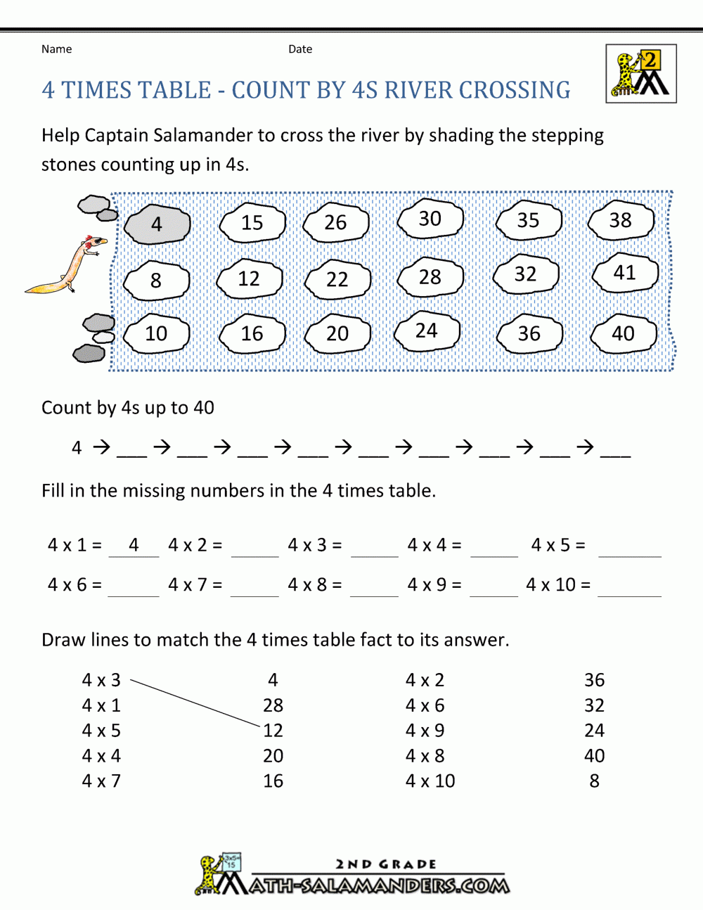 4 Times Table Worksheets Library