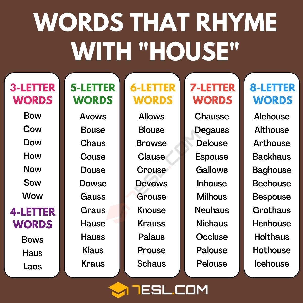 415 Cool Examples Of Words That Rhyme With House 7ESL 415 Cool Examples Of Words That Rhyme With House 7ESL