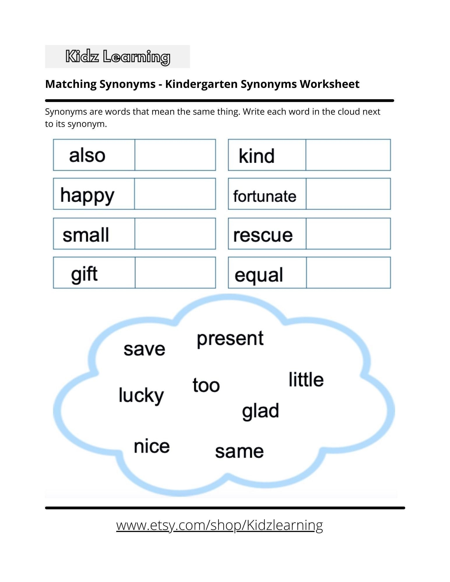 synonym and antonym worksheet