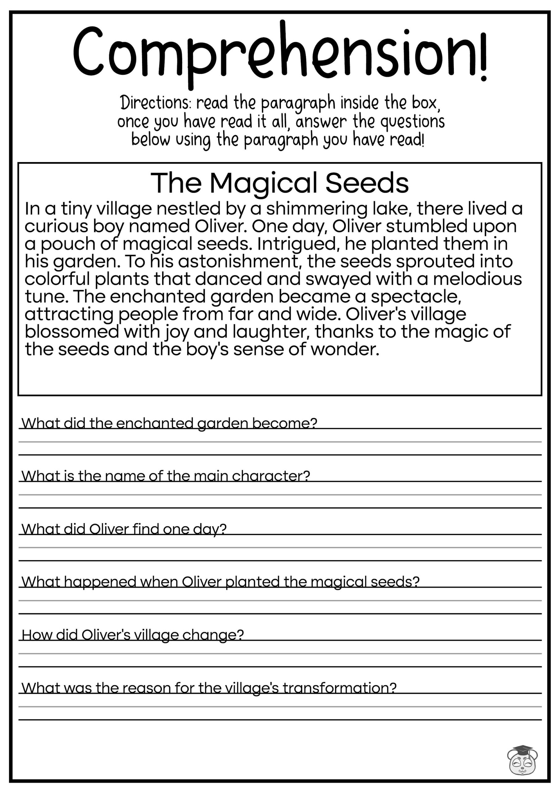 5 Printable Reading Comprehension English Worksheets ages 4 7 KG1 To Grade 2 Etsy