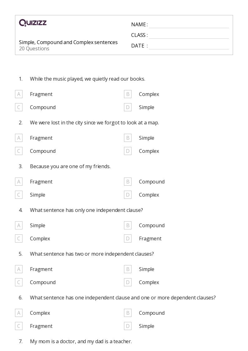 50 Simple Compound And Complex Sentences Worksheets For 7th Worksheets Library 50 Simple Compound And Complex Sentences Worksheets For 7th Worksheets Library