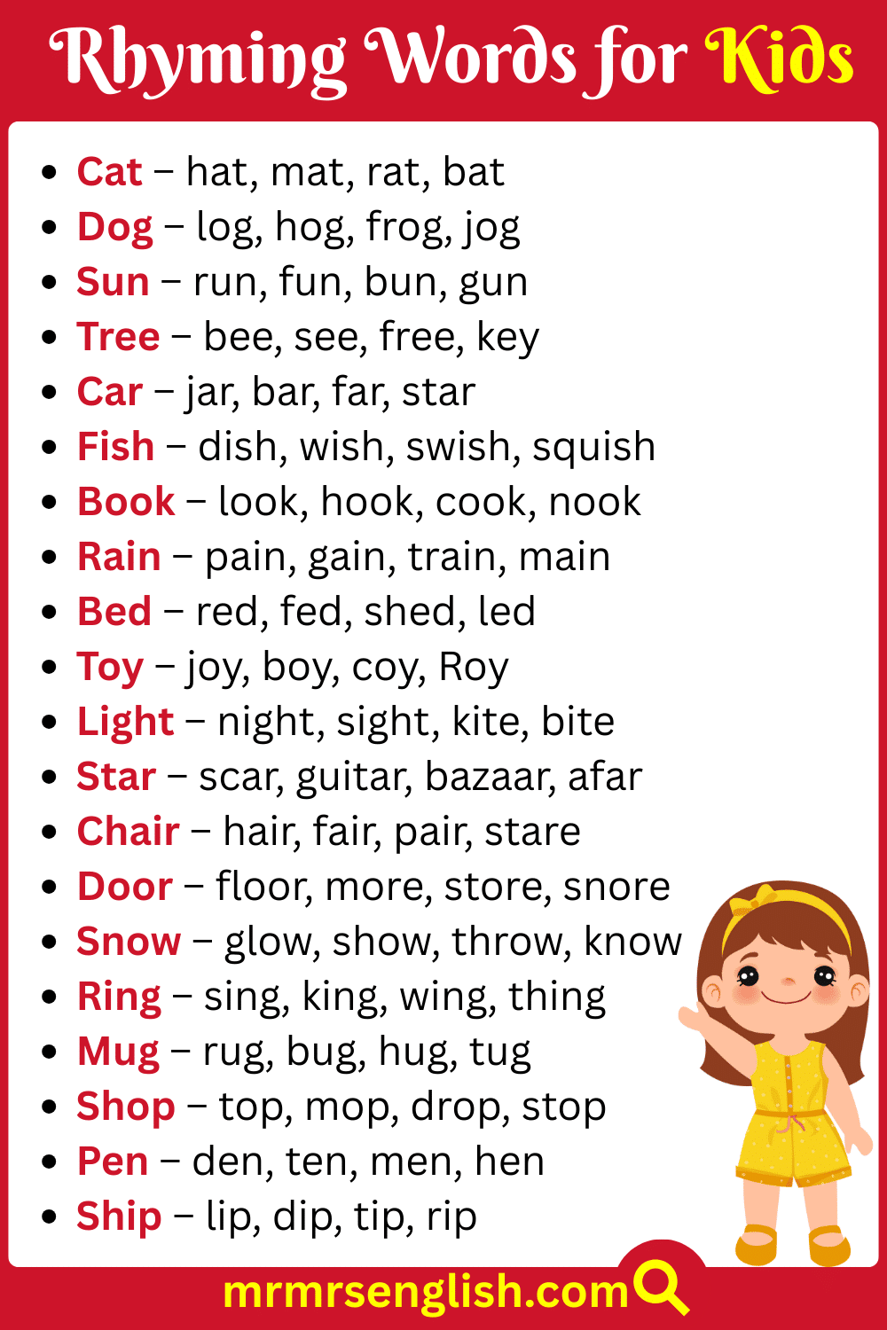 500 Rhyming Words For Kids In English With Pictures MR MRS ENGLISH 500 Rhyming Words For Kids In English With Pictures MR MRS ENGLISH