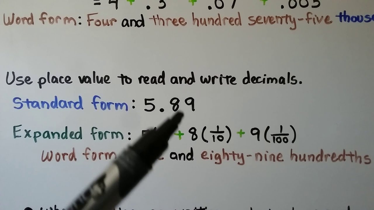 5th Grade Math 3 2 Place Value Of Decimals Read Write Standard Expanded Word Forms YouTube 5th Grade Math 3 2 Place Value Of Decimals Read Write Standard Expanded Word Forms YouTube