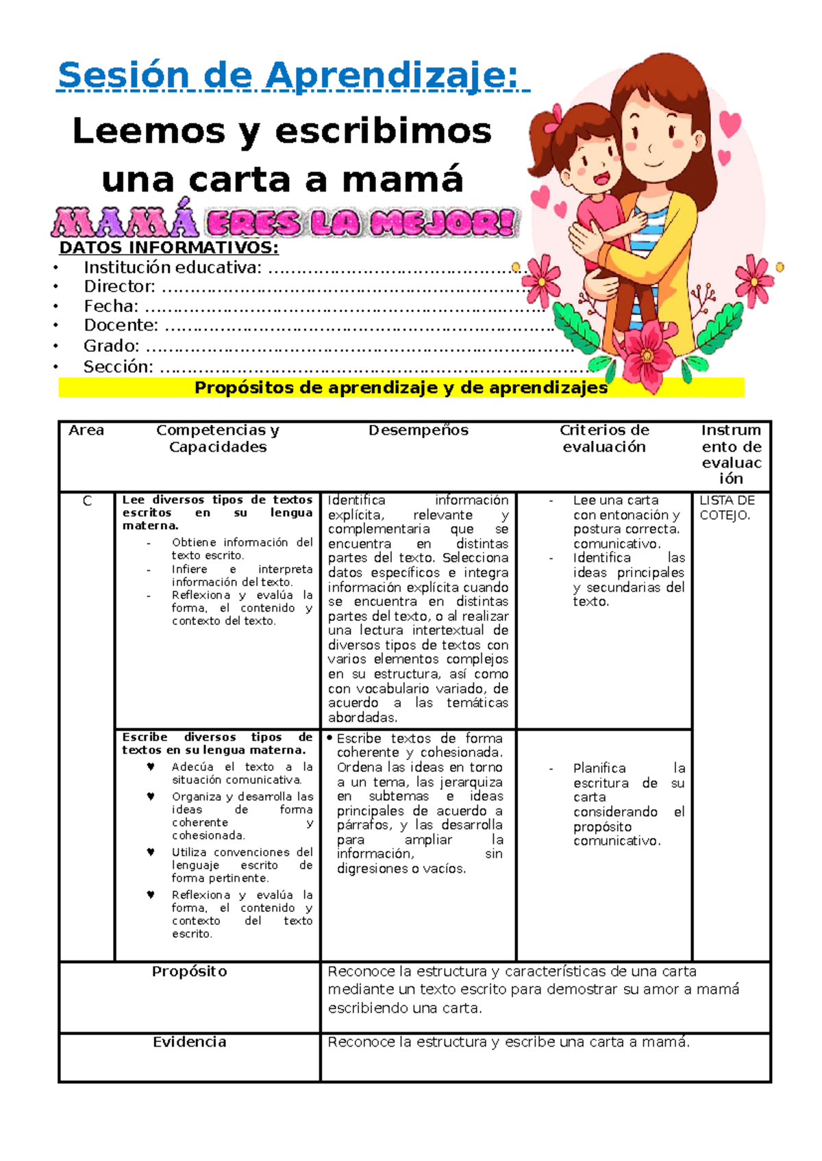 6 DIA 5 COM Leemos Y Escribimos UNA Carta A MAM Actividades Y Evaluaci n Studocu