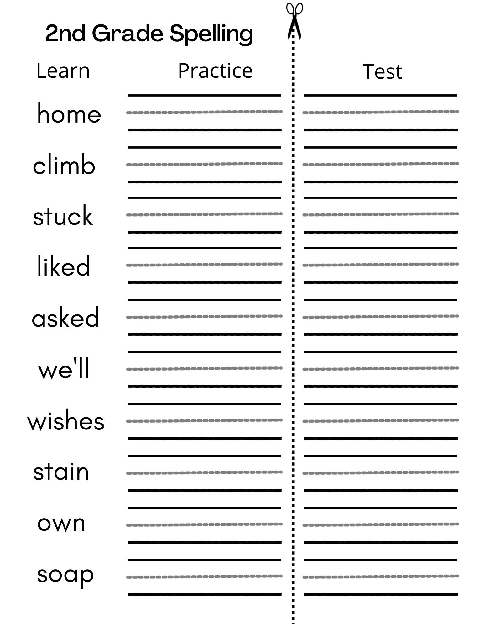 8 Printable Second Grade Writing Spelling Worksheets Spelling Test Etsy Hong Kong