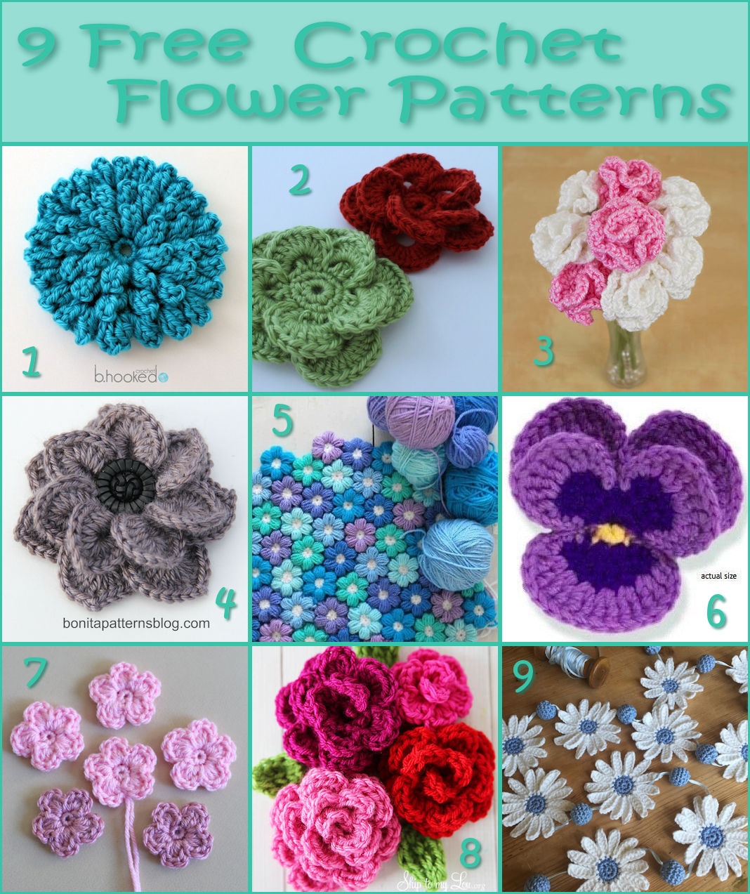 9 Free Crochet Flower Patterns 