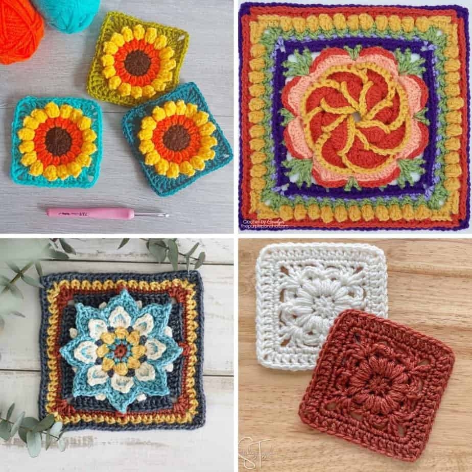A Garden Of 27 Flower Granny Square Crochet Patterns Annie Design Crochet