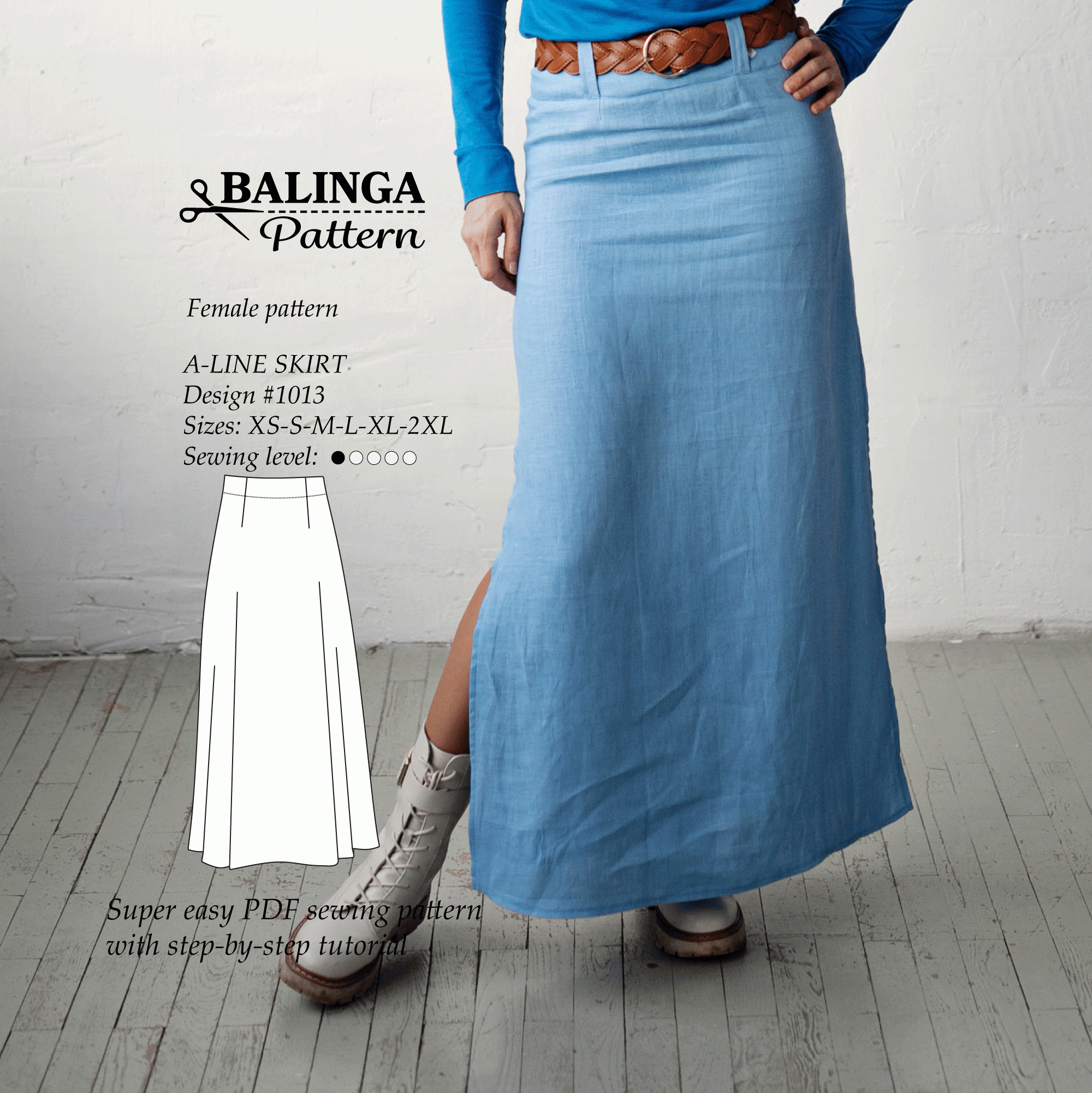 A Line Skirt Sewing Pattern Sizes XS 2XL A Line Skirt Sewing Pattern Sizes XS 2XL