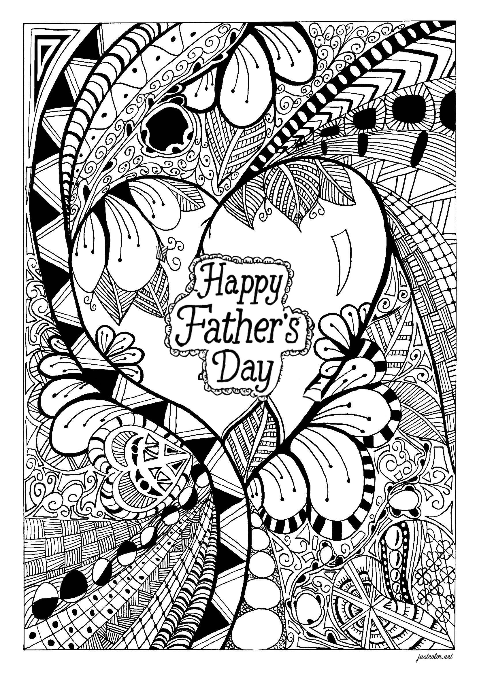 A Zentangle Heart For Father s Day Father s Day Coloring Pages A Zentangle Heart For Father s Day Father s Day Coloring Pages