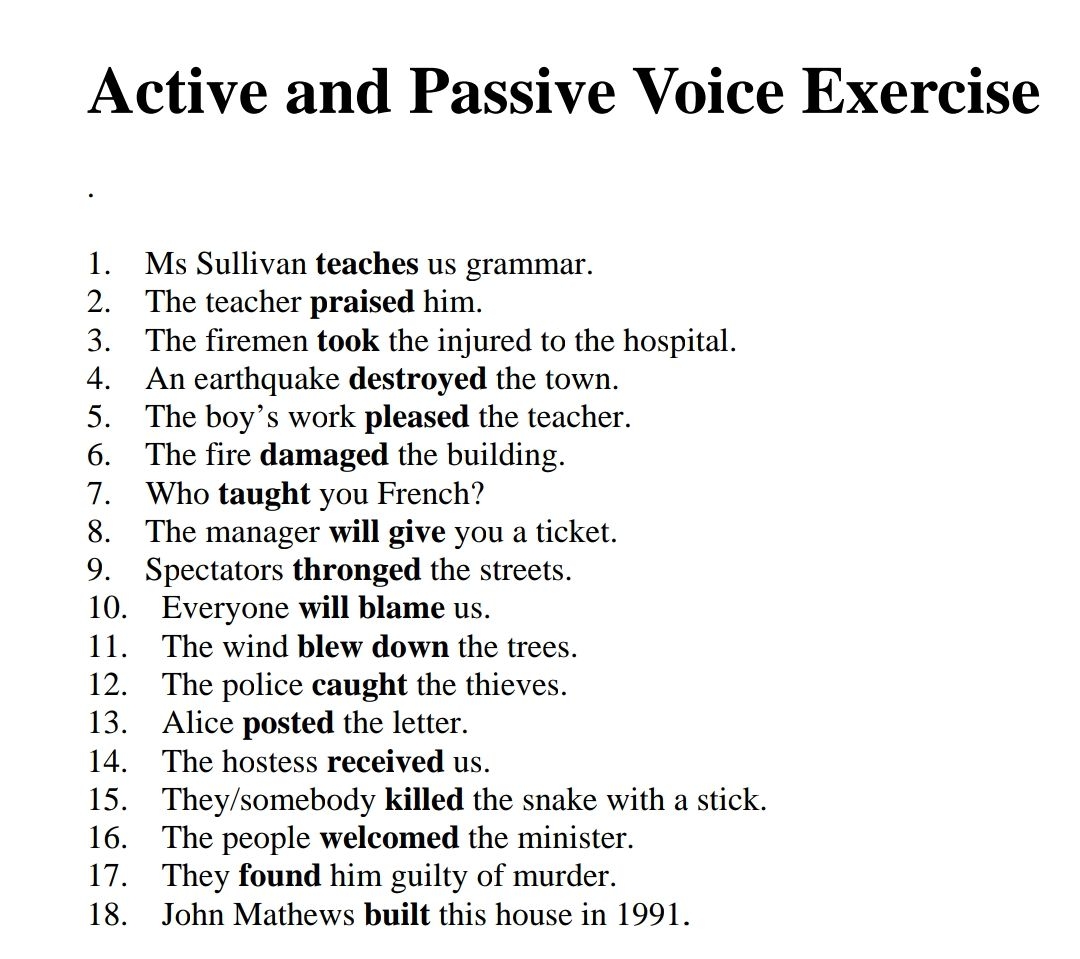active passive voice worksheet active passive voice worksheet
