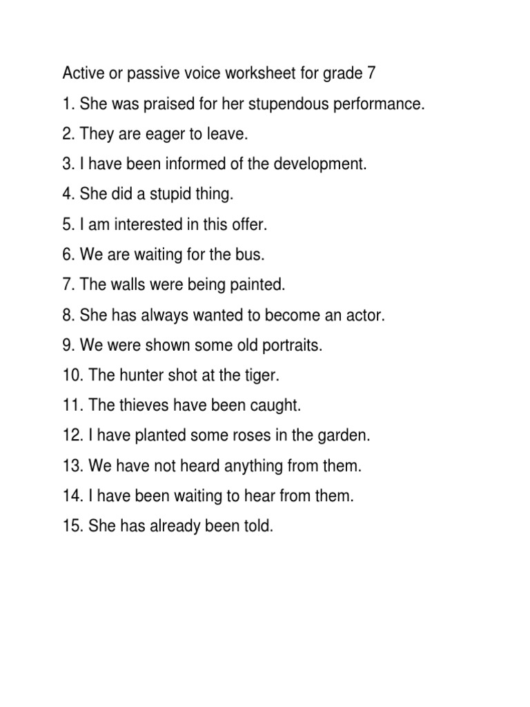 Active Or Passive Voice Worksheet For Grade 7 PDF Worksheets Library Active Or Passive Voice Worksheet For Grade 7 PDF Worksheets Library
