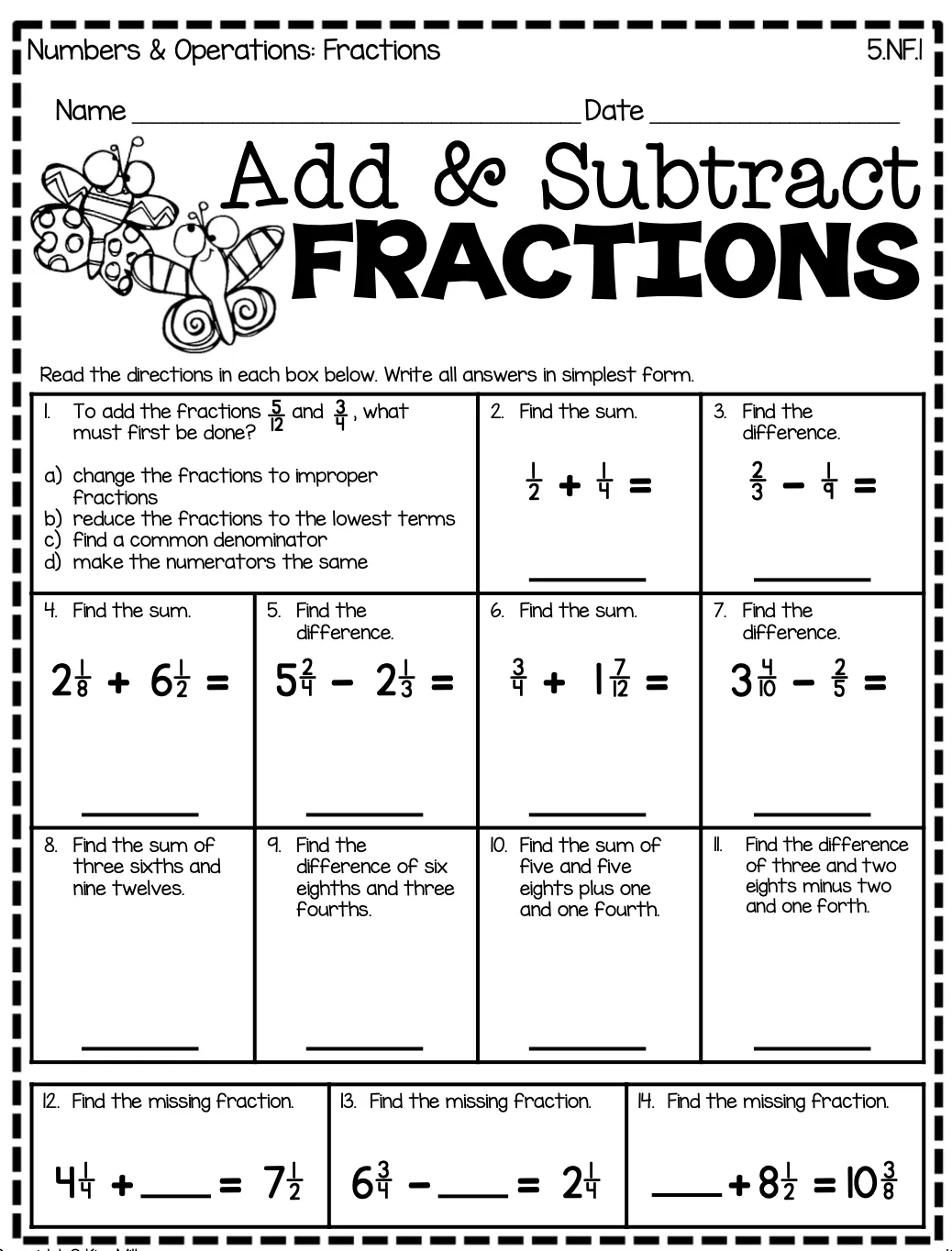Adding And Subtracting Fractions With Unlike Denominators Review Worksheets Library Adding And Subtracting Fractions With Unlike Denominators Review Worksheets Library