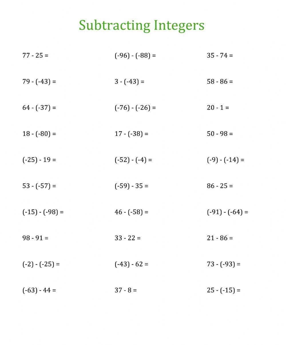 Adding And Subtracting Integers Activity Live Worksheets Worksheets Library Adding And Subtracting Integers Activity Live Worksheets Worksheets Library