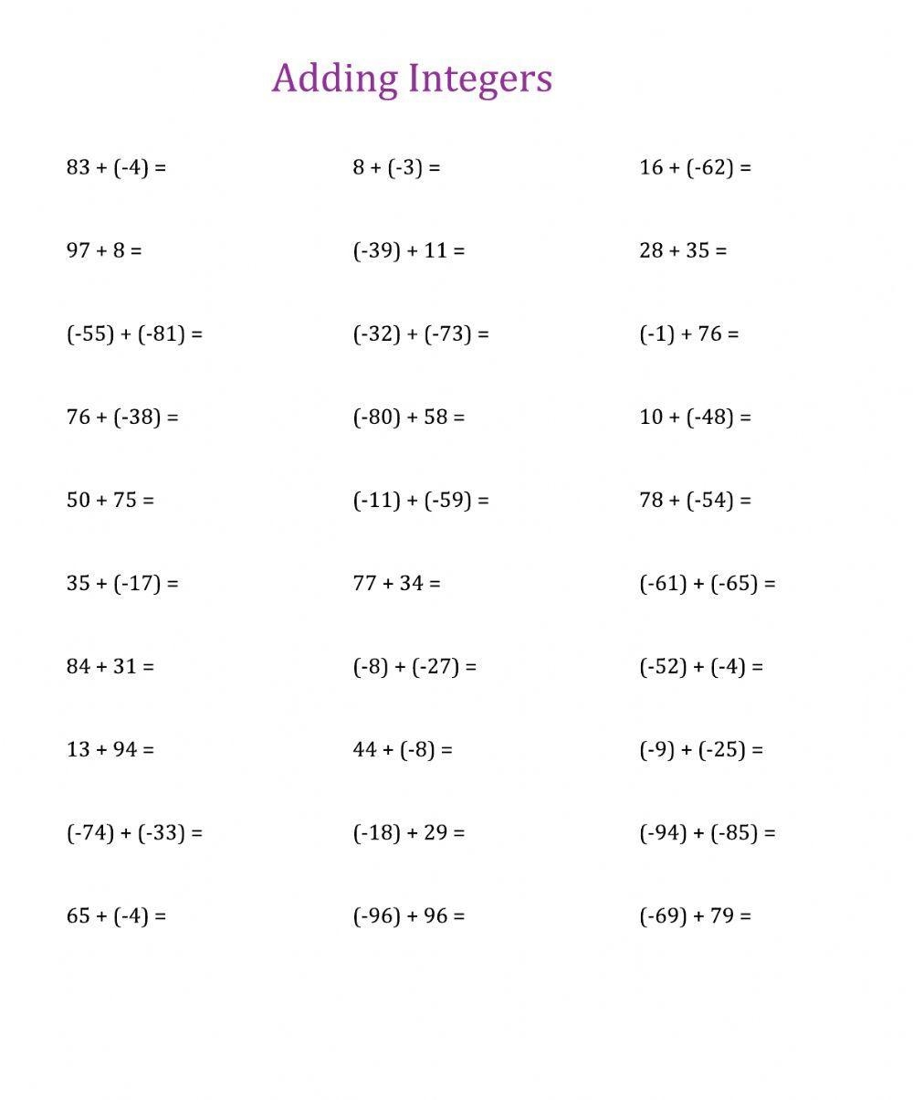 Adding And Subtracting Negative Numbers Worksheets Free Worksheets Library Adding And Subtracting Negative Numbers Worksheets Free Worksheets Library
