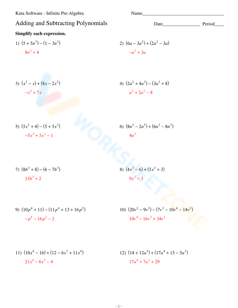operations with polynomials worksheet operations with polynomials worksheet
