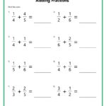 Adding Fractions With Unlike Denominators Worksheets