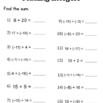 Adding Integers Worksheet Grade 6 Or 7 Addition Of Integers Worksheet Made By Teachers