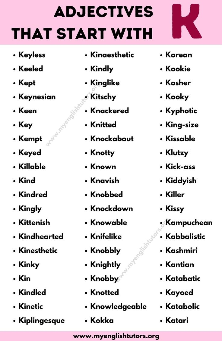 Adjectives That Start With K List Of 80 Interesting Adjectives Starting With K My English Tutors