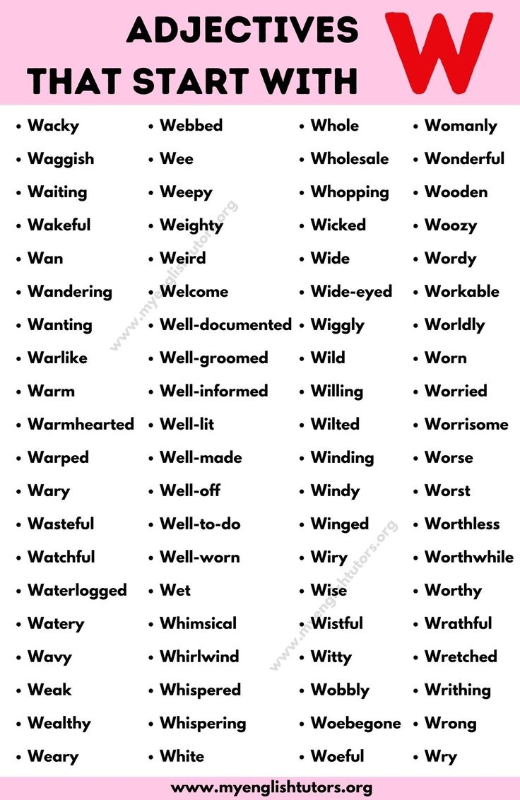 Adjectives That Start With W List Of 80 Interesting Adjectives That Start With W My English Tutor