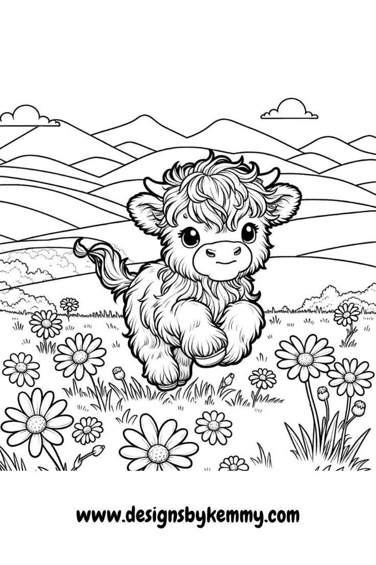 Adorable Highland Cow Coloring Pages For Relaxation And Fun Designs By Kemmy