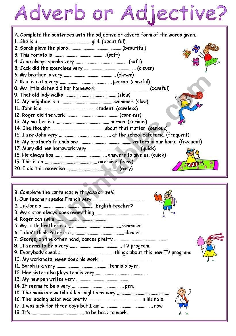 Adverb Or Adjective ESL Worksheet By Luoliveira Worksheets Library